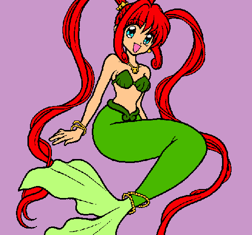 Dibujo Sirena con perlas pintado por anaispc