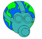 Dibujo Tierra con máscara de gas pintado por manjarres