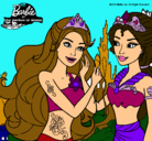 Dibujo Barbie se despiede de la reina sirena pintado por Marinilla