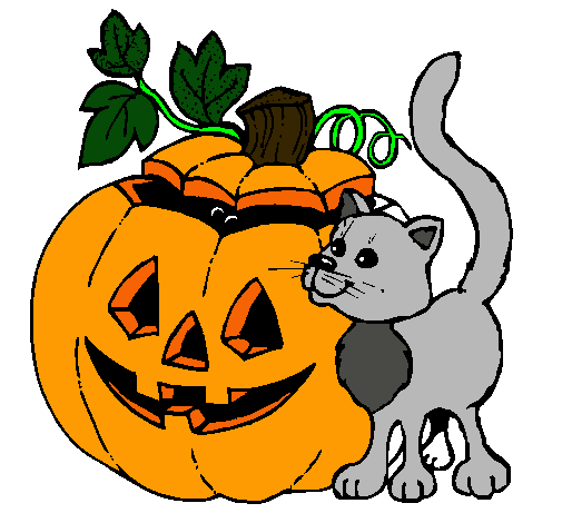 Calabaza y gato