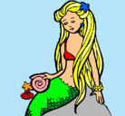 Dibujo Sirena con caracola pintado por albani