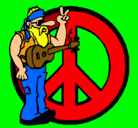 Dibujo Músico hippy pintado por villavicencio