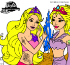 Dibujo Barbie se despiede de la reina sirena pintado por Jone