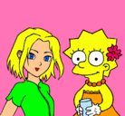 Dibujo Sakura y Lisa pintado por nacha