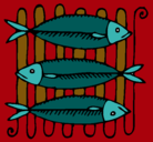 Dibujo Pescado a la brasa pintado por brisabrico