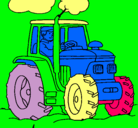 Dibujo Tractor en funcionamiento pintado por yessy