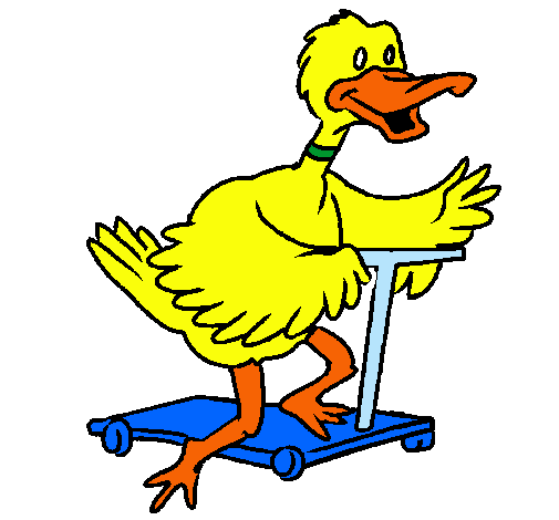 Pato en patinete