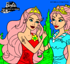 Dibujo Barbie se despiede de la reina sirena pintado por tintolola