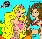 Dibujo Barbie se despiede de la reina sirena pintado por morenita