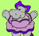 Dibujo Hipopótama con lazo pintado por estrella10