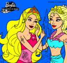 Dibujo Barbie se despiede de la reina sirena pintado por juanma