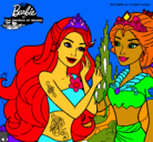 Dibujo Barbie se despiede de la reina sirena pintado por chantarel