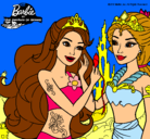 Dibujo Barbie se despiede de la reina sirena pintado por lara_22