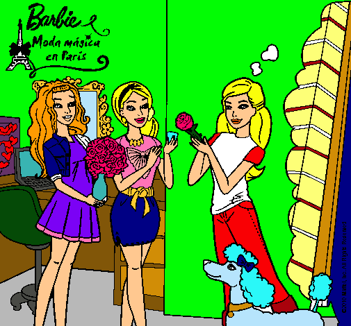 Dibujo Barbie de compras con sus amigas pintado por camuri