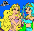 Dibujo Barbie se despiede de la reina sirena pintado por Viki