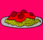 Dibujo Espaguetis con carne pintado por espaguetis