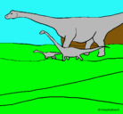 Dibujo Familia de Braquiosaurios pintado por piruli