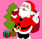 Dibujo Santa Claus y un árbol de navidad pintado por crisaba
