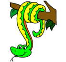 Dibujo Serpiente colgada de un árbol pintado por wertyyuiiopasdf