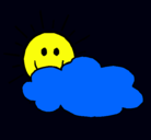 Dibujo Sol y nube pintado por chele