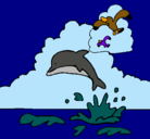 Dibujo Delfín y gaviota pintado por yael 