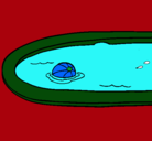 Dibujo Pelota en la piscina pintado por gregorio