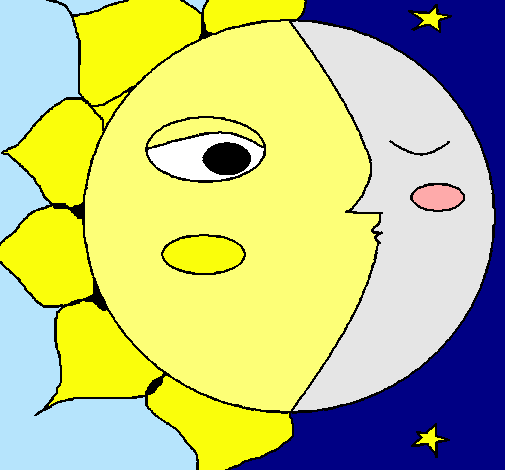 Dibujo Sol y luna 3 pintado por antia