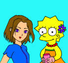 Dibujo Sakura y Lisa pintado por lachicaguapa