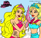 Dibujo Barbie se despiede de la reina sirena pintado por ghuyiyi