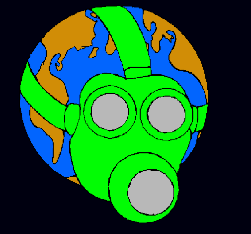 Dibujo Tierra con máscara de gas pintado por SHEYLA