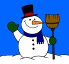 Dibujo muñeco de nieve con escoba pintado por michtre