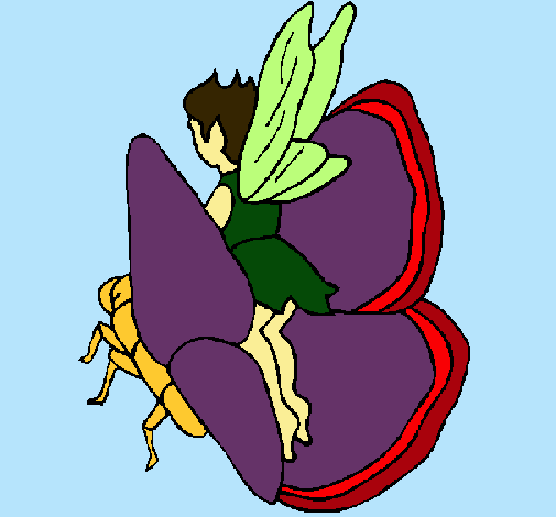 Dibujo Duende y mariposa pintado por princess91
