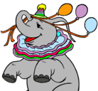 Dibujo Elefante con 3 globos pintado por circo