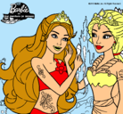 Dibujo Barbie se despiede de la reina sirena pintado por noee