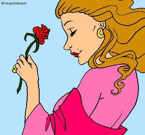 Dibujo Princesa con una rosa pintado por anabela