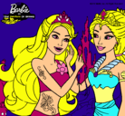 Dibujo Barbie se despiede de la reina sirena pintado por toguani