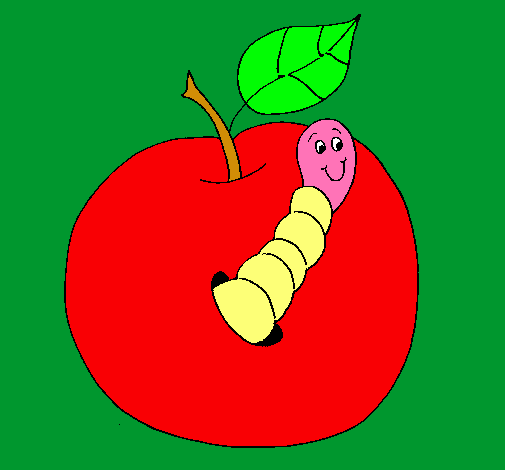 Manzana con gusano