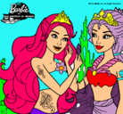 Dibujo Barbie se despiede de la reina sirena pintado por COROBABY