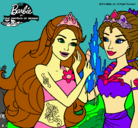 Dibujo Barbie se despiede de la reina sirena pintado por flavya 