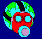 Dibujo Tierra con máscara de gas pintado por camilo