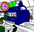 Dibujo Estación de ferrocarriles pintado por tren