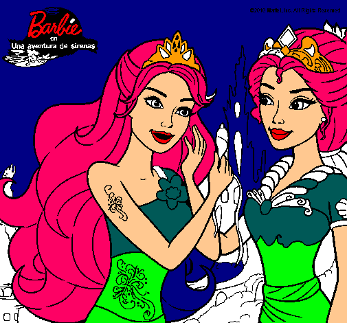 Dibujo Barbie se despiede de la reina sirena pintado por Monse
