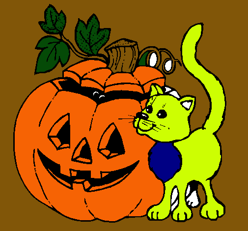 Calabaza y gato