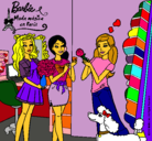 Dibujo Barbie de compras con sus amigas pintado por eviki