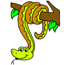 Dibujo Serpiente colgada de un árbol pintado por ALE2004