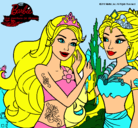 Dibujo Barbie se despiede de la reina sirena pintado por divinas