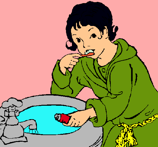 Dibujo Niño lavándose los dientes pintado por Lina