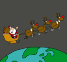 Dibujo Papa Noel repartiendo regalos 3 pintado por GONZALO