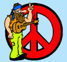 Dibujo Músico hippy pintado por rapa