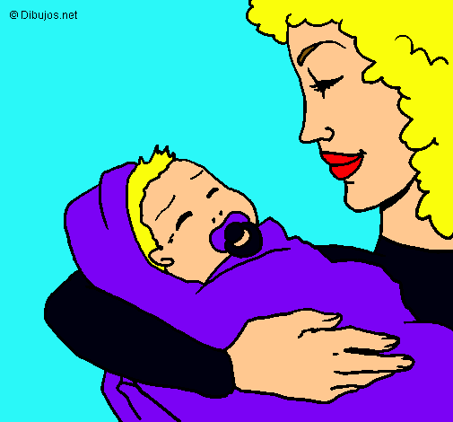 Dibujo Madre con su bebe II pintado por gianella